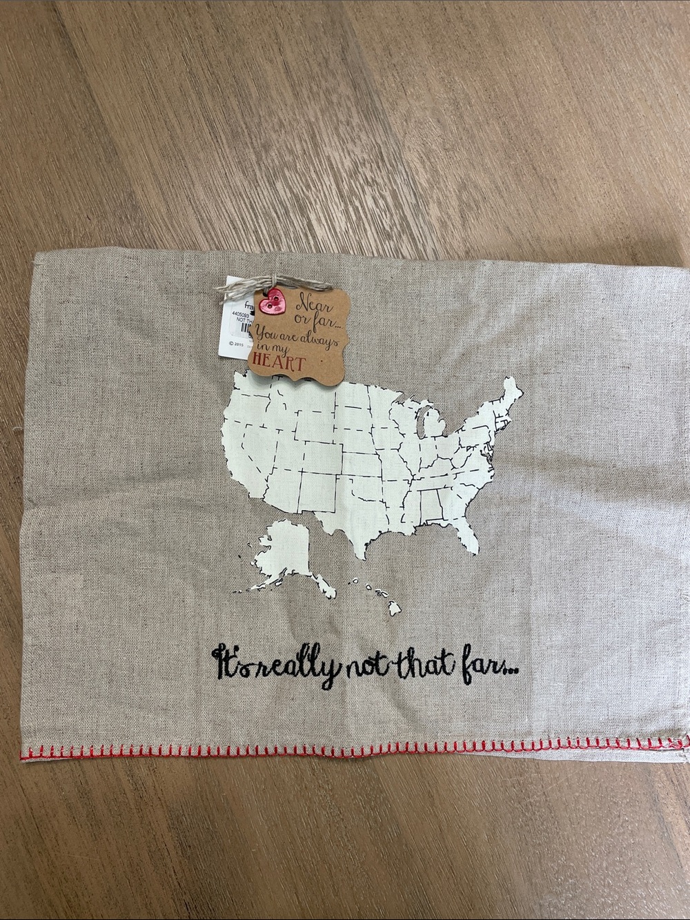 Francesca's Natural and White Printed Tea Towel - USA Map Design